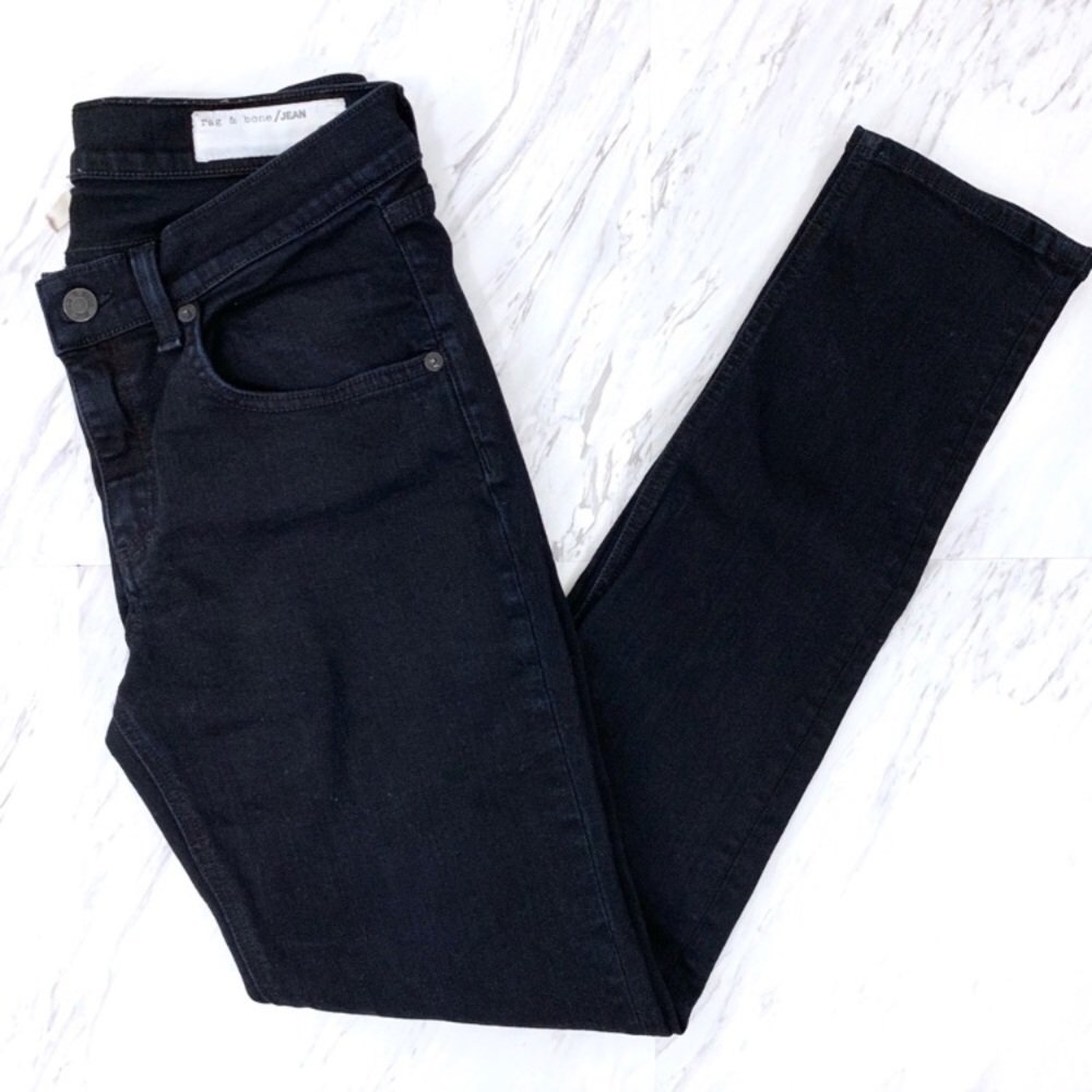 Rag & Bone Jean Midrise Skinny in Coal size 28
